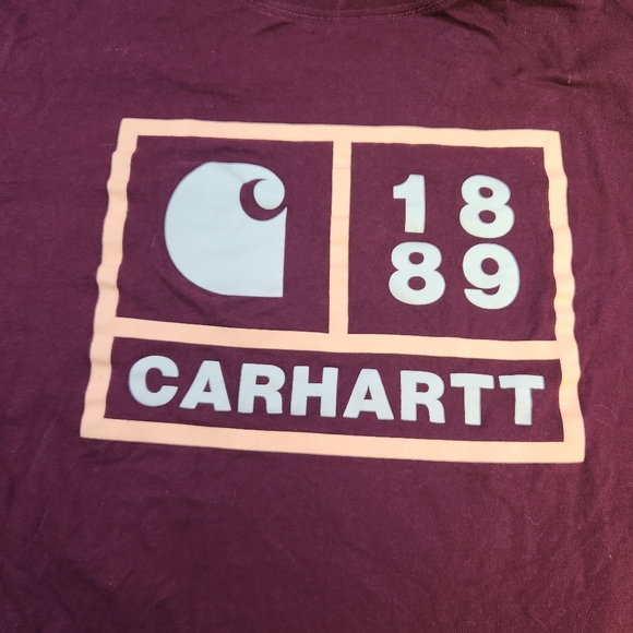Carhartt Relaxed Fit Burgundy Short Sleeve Pocket T-Shirt Back Logo Men Size 2XL - Picture 3 of 8